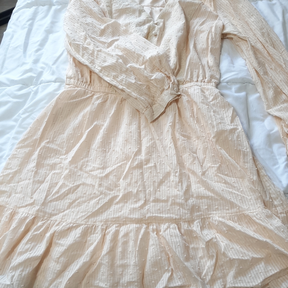 LC Lauren Conrad Soft Cream Long Sleeve Dress